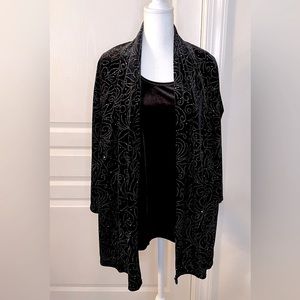 Elementz Black Velour Top Sparkling Black and Gold Jacket. Size L